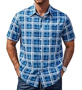 COOFANDY Mens Plaid Button Down Shirts Short Sleeve Casual Summer Shirt Wrinkle Free Dress Shirts...