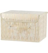 VinneGenzz Decorative Storage Boxes with Lid Luxury Metallic Fabric Storage Bins Organizer Contai...