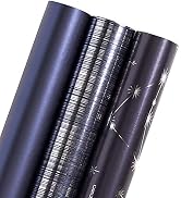WRAPAHOLIC Wrapping Paper Roll - Navy and Silver Constellation/Line/Solid Color for Birthday, Hol...