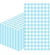 SietDESEO 50 Pieces 3-ply Light Blue Gingham Napkins 13 x 15.7 Inches Guest Bathroom Napkins Disp...