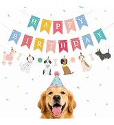 Dog Birthday Banner with Cute Paw Prints,DIY Adjustable Puppy Party Decorations Set, Lightweight ...