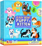 KRAFUN Easy Sewing Kit for Beginner Kids Arts & Crafts, 8 Easy DIY Projects of Stuffed Animal Dol...