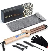 NITION Professional 1 1/4 inch Curling Iron Argan Oil Ceramic Tourmaline Titanium Coating Barrel ...