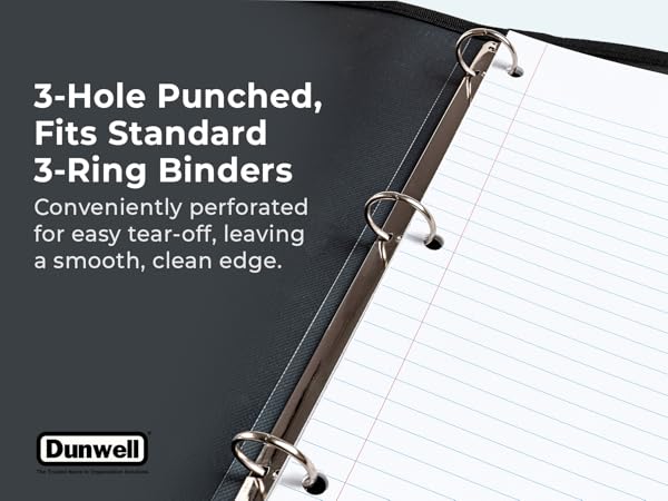 notebook 3 hole punch with hole punched standard three ring binder 8.5 by 11 rip away tearable