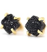 18K Gold Plated Stud Earrings For Women, Handmade 925 Sterling Silver Stud Earrings, Small Druzy ...