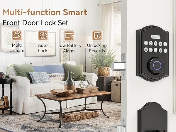 keyless entry door lock with handle