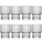ZOOFOX Set of 8 Juice Glasses, 7 oz Heavy Base Hobnail Glassware for Drinking Orange Juice, Stack...