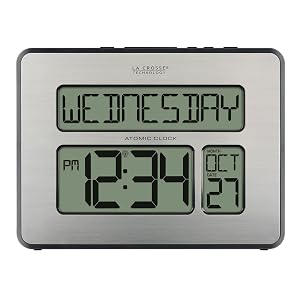 lacrosse, la crosse, 513-1419, calendar, atomic, self set, clock, digital time, temperature