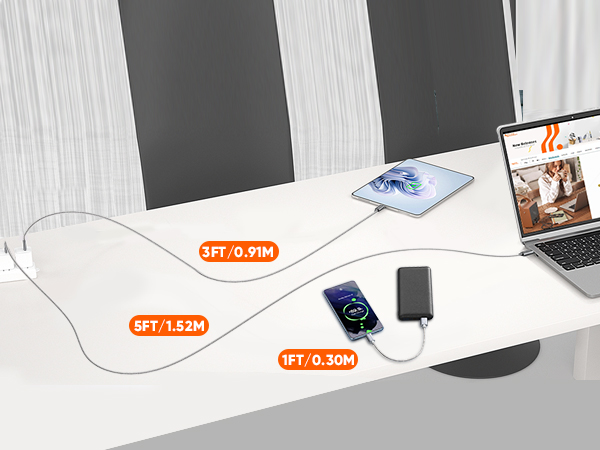 1ft 3ft 5ft type c charging cord