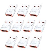 BOMIE USB to USB C Adapter 10 Pack,PD27W/66W/QC100W Fast Charging 480Mbps Data Transfer,Type-c Fe...