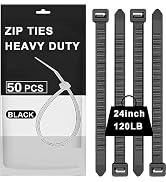 120lb Heavy Duty Zip Ties 24 inch,WLEAD 50PCS Cable Ties Strong Tensile Strength,Outdoor UV Resis...