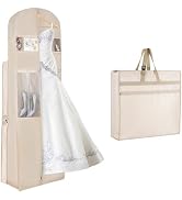 KEEGH Wedding Dress Garment Bag, Dress Bag for Gowns 72 in, Beige | Tri-fold,With 4 Accessory Poc...