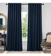 StangH Navy Blue Curtains 84 Inches Long, Room Darkening Privacy Protect Velvet Drapes Elegant Ho...