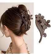 Flower Hair Claw Clips for Thick or Thin Hair Dark Coffee Color Hair Clips Matte Strong Hold Jaw ...