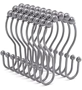 Bathway Shower Curtain Hooks, Shower Curtain Rings Rust Proof Double Hook Shower Curtain Hooks, 1...