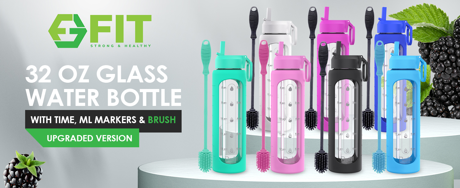 32 ounce glass water bottle bottle brush botellas para agua time stamp water bottle motivacional