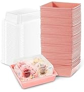 Slomg 100 Pack Plastic Charcuterie Boxes with Clear Lids, 4" Small Paper to Go Food Container for...