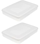 HOMSFOU 2pcs Dumpling Box Containers for Fridge Large Plastic Container Flat Storage Bins Stackab...