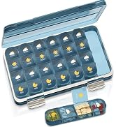 Pill Organizer 7 Day, Weekly Pill Box, Pill Case Large 28 Compartment, Portable Daily Medicine Co...
