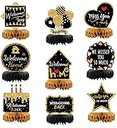 Welcome Home Decorations, 9Pcs Black and Gold Welcome Home Table Decor for Welcome Home Party Dec...