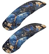 doginthehole 1 Pair Office Chair Armrest Covers, Aesthetic Blue Butterfly Floral Print Elastic Ch...