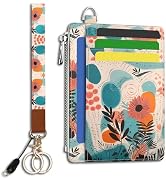 Hancynir Slim Wallet Women Credit Card Holder, Abstract Boho Floral RFID Blocking Front Pocket Wa...