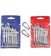 LEONTOOL Ignition Wrench Set Metric SAE 20 Pcs Mini Wrench Set Open End and Box End Combination W...