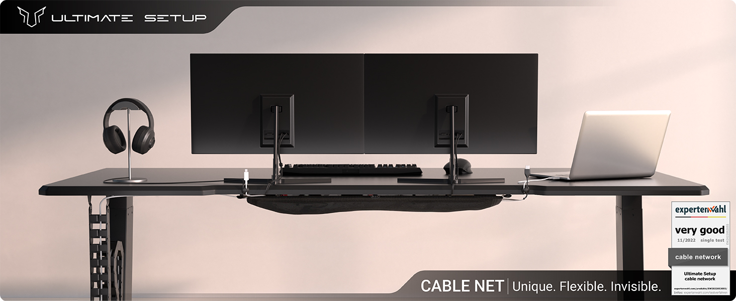 Cable management net under desk