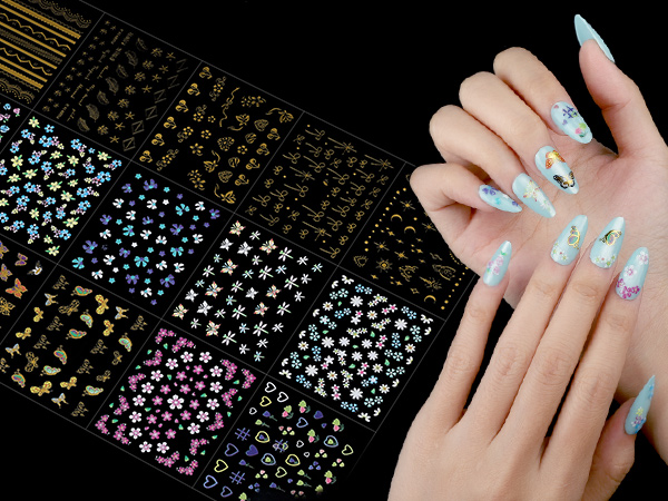 15 Sheets Nail Art Stickers