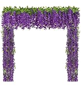 U'Artlines 5Pcs 7.2 Ft/Piece Artificial Wisteria Garland Silk Fake Purple Wisteria Flowers Hangin...