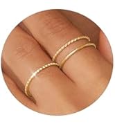 TOSGMY Gold Silver Rings for Women Non Tarnish Stackable Thin Gold Ring 18K Gold Plated Dainty Ri...