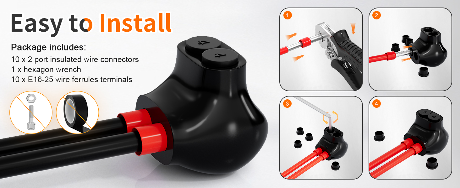 Insulated Multi Tap Connector 2 Port 4-14 AWG Aluminum to Copper Wire Connectors