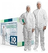 Seal Fresh Hazmat Suit – 10 Count Disposable Protective Coverall with Hood, Full Body Breathable