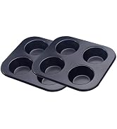 4-Hole Muffin Pan, Bakeware Non-stick Cupcake Baking Pan Mini Pie Pans , Heavy Duty Carbon Steel ...