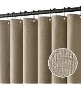 MIULEE Linen Shower Curtain with 12 Metal Hooks Modern Heavy Duty Washable Fabric Shower Curtain ...