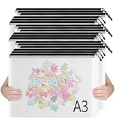 SUNEE 18pcs Plastic Mesh Zipper Pouch, A3, Extra Large, 16x11 in, Water-Resistant Zip Bag for Sch...