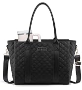 LOVEVOOK Laptop Bag for Women,Work Bag Teacher Tote Bag With Large Cup Holder, Quilted Crossbody ...