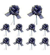 10 Packs 6 Inches Gift Bow for Present Decoration Dark Blue Pre-Made Organza Ribbon Pull Bow for ...