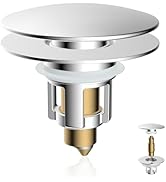 iFealClear Universal Bathroom Sink Stopper, Metal Pop Up Sink Drain Strainer with Hair Catcher Ba...