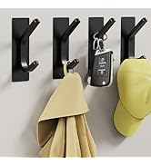 VINHOLD Black Stainless Steel Wall Hooks, Heavy Duty Self Adhesive Hooks for Hanging Coats, Towel...
