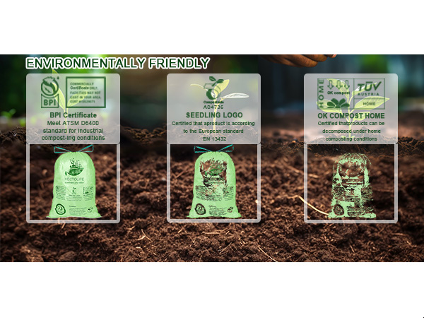 Compostable Trash Bags with Drawstring