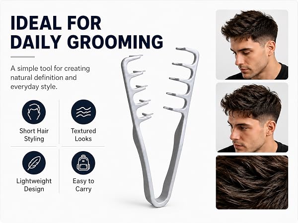 Lightweight V-shaped comb for daily grooming, short hair, and textured styles.
