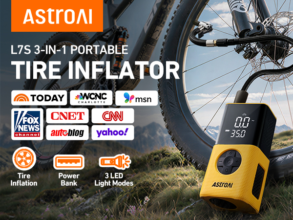 AstroAI L7S Bike Pump tire inflator portable air compressor e bike accessories