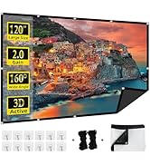 120'' Projector Screen XINLEMY Anti-Light Projection Screen 4K HD White High Gain Movie Screen wi...