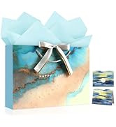 YoungTree Large Gift Bag with Tissue Papers and 1 Greeting Card 2 Color Ribbon, Birthday Gift Bag...