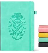 Lined Journal Notebook for Women, A5 Green Hardcover Leather Journals for Writing, 200 Pages Trav...