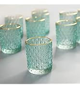 SHMILMH Votive Candle Holders Set of 24, Glass Tealight Candle Holders, Tiffany Blue Tea Candle H...
