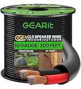 GEARit Outdoor Speaker Wire CL3 Rated, 10 Gauge Speaker Wire, Speaker Cable 200 ft for Outdoor Sp...
