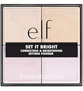e.l.f. Set it Bright Powder Quad, Brightening Loose Setting Powder, Bakes, Blurs & Sets for Soft-...