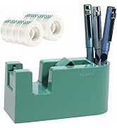 Deli Semi-Auto Desktop Tape Dispenser with Built-in Pen Holder and 8 Rolls of Transparent Office ...